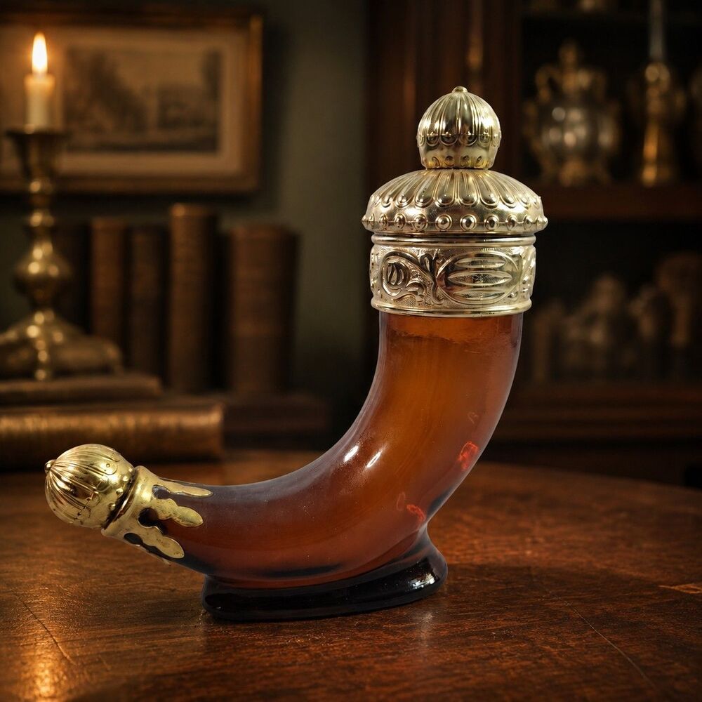 Avon Amber Viking Horn Empty Men’s Original Shave Lotion Glass Figurine Bottle